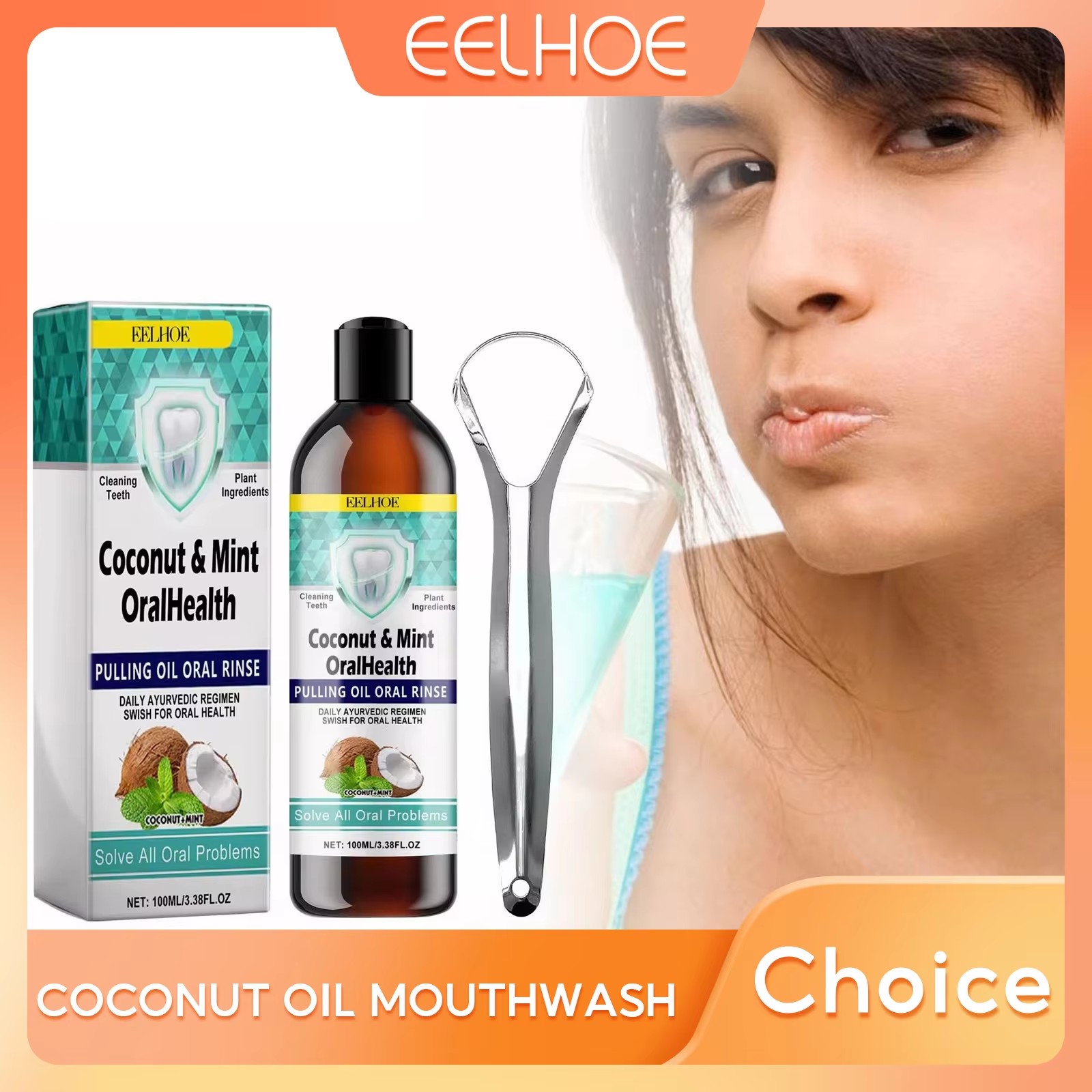 Teeth Whitening With Coconut Oil - EELHOE 민트 코코넛 오일 구강 세척제