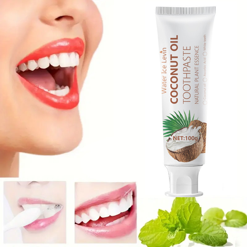 Teeth Whitening With Coconut Oil - 100g 코코넛 오일 미백 치약, 구취