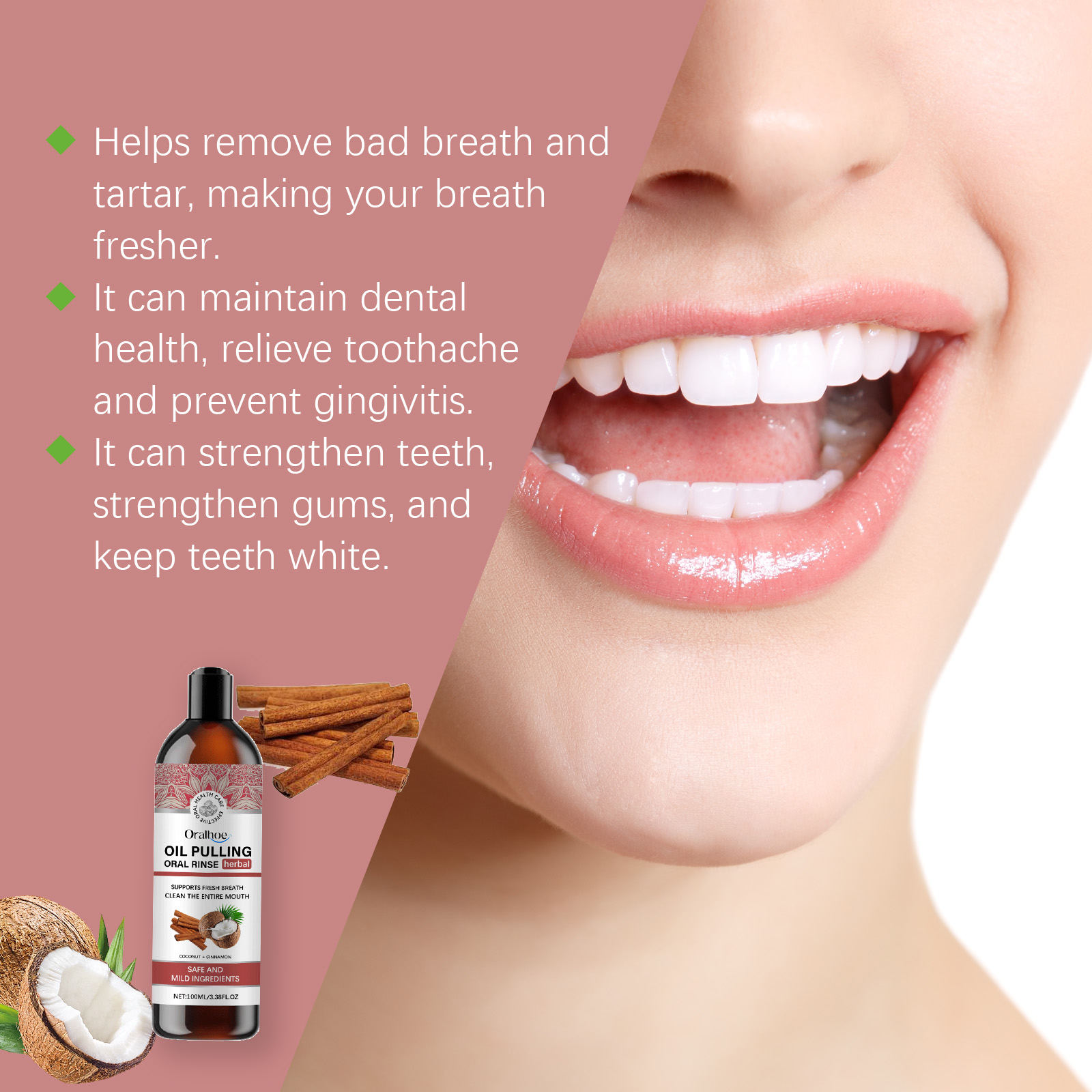 코코넛 당기는 오일 구강 세척제 구강 린스 무알콜 허브 - Teeth Whitening With Coconut Oil 리뷰 및 가격