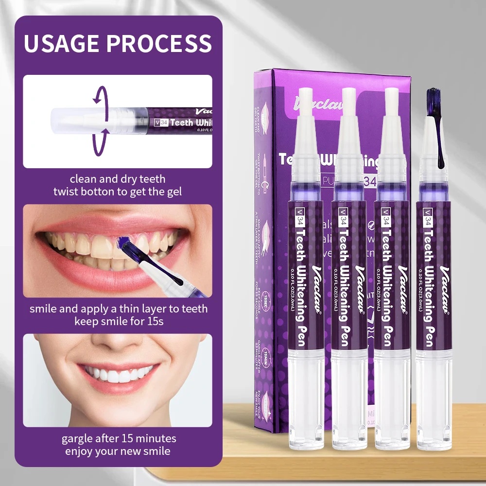 바츨라프 V34 퍼플 치아 미백 젤 펜, 얼룩 제거 및 - Teeth Whitening Paste 리뷰 및 가격