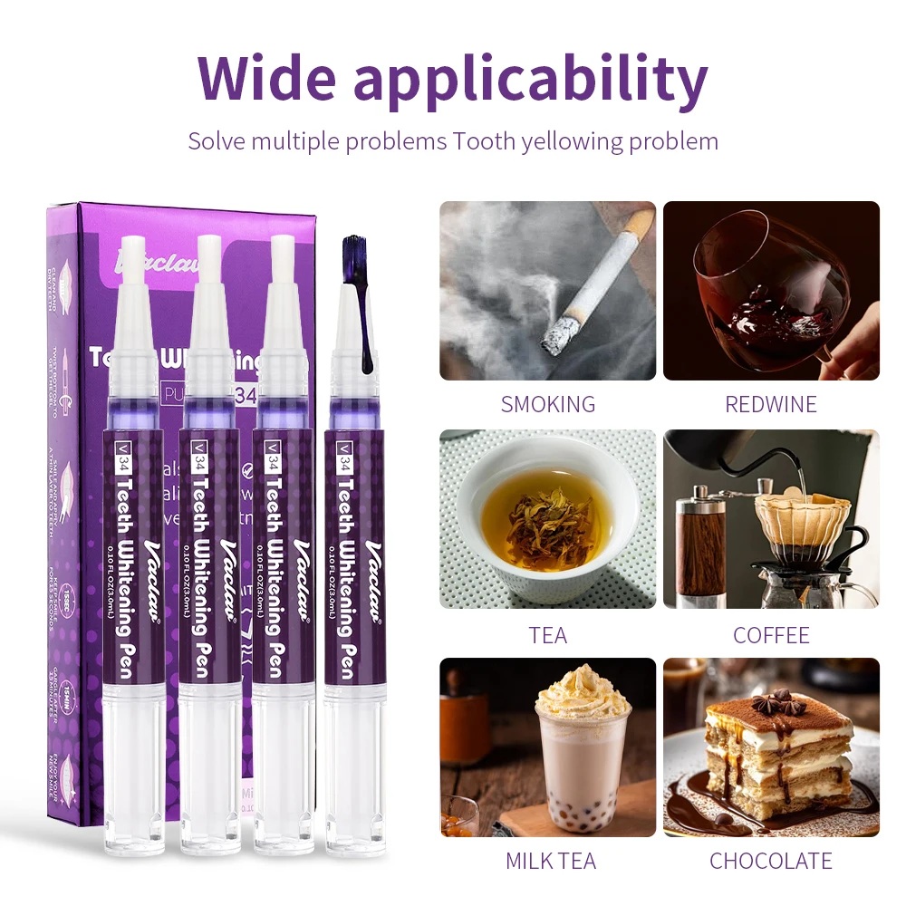 바츨라프 V34 퍼플 치아 미백 젤 펜, 얼룩 제거 및 - Teeth Whitening Paste 리뷰 및 가격